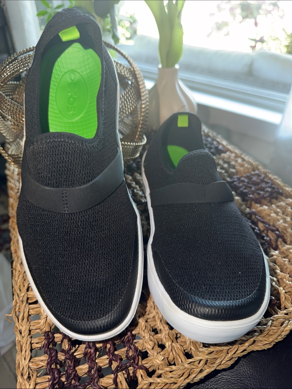 OOFOS OOmy Stride Women's 6.5 Black Recovery Slip On Walking Shoes EU 37.5